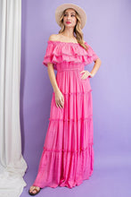 Load image into Gallery viewer, OFF THE SHOULDER RUFFLE MAXI DRESS