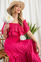 Load image into Gallery viewer, OFF THE SHOULDER RUFFLE MAXI DRESS