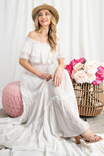 Load image into Gallery viewer, OFF THE SHOULDER RUFFLE MAXI DRESS
