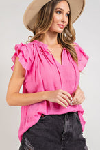 Load image into Gallery viewer, TIERED RUFFLE SLEEVE SHORT SLEEVE BLOUSE