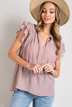 Load image into Gallery viewer, TIERED RUFFLE SLEEVE SHORT SLEEVE BLOUSE