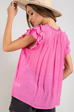 Load image into Gallery viewer, TIERED RUFFLE SLEEVE SHORT SLEEVE BLOUSE