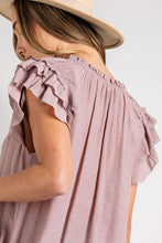 Load image into Gallery viewer, TIERED RUFFLE SLEEVE SHORT SLEEVE BLOUSE