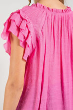 Load image into Gallery viewer, TIERED RUFFLE SLEEVE SHORT SLEEVE BLOUSE