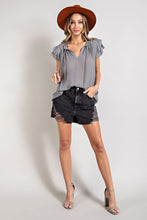 Load image into Gallery viewer, TIERED RUFFLE SLEEVE SHORT SLEEVE BLOUSE