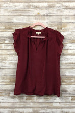 Load image into Gallery viewer, TIERED RUFFLE SLEEVE SHORT SLEEVE BLOUSE