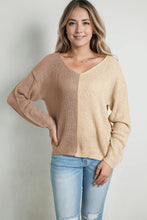 Load image into Gallery viewer, Contrast Color V-Neck Long Sleeve Pullover Sweater