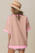 Load image into Gallery viewer, BiBi Exposed Seam Stripe Contrast T-Shirt
