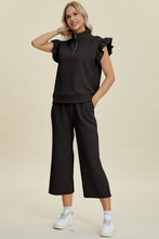 Load image into Gallery viewer, Double Take Full Size Texture Ruffle Short Sleeve Top and Wide Leg Pants Set