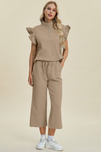 Load image into Gallery viewer, Double Take Full Size Texture Ruffle Short Sleeve Top and Wide Leg Pants Set