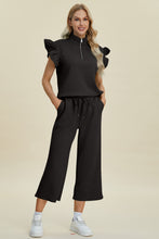 Load image into Gallery viewer, Double Take Full Size Texture Ruffle Short Sleeve Top and Wide Leg Pants Set