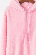 Load image into Gallery viewer, Full Size Quarter-Zip Drawstring Teddy Hoodie