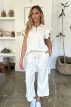 Load image into Gallery viewer, Double Take Full Size Texture Ruffle Short Sleeve Top and Wide Leg Pants Set