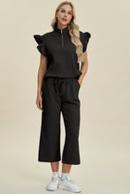 Load image into Gallery viewer, Double Take Full Size Texture Ruffle Short Sleeve Top and Wide Leg Pants Set