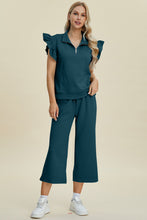 Load image into Gallery viewer, Double Take Full Size Texture Ruffle Short Sleeve Top and Wide Leg Pants Set