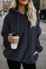 Load image into Gallery viewer, Full Size Quarter-Zip Drawstring Teddy Hoodie