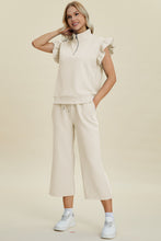 Load image into Gallery viewer, Double Take Full Size Texture Ruffle Short Sleeve Top and Wide Leg Pants Set