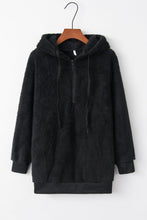 Load image into Gallery viewer, Full Size Quarter-Zip Drawstring Teddy Hoodie