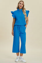 Load image into Gallery viewer, Double Take Full Size Texture Ruffle Short Sleeve Top and Wide Leg Pants Set