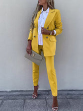 Load image into Gallery viewer, Lapel Collar Long Sleeve Blazer and Pants Set