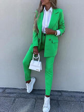 Load image into Gallery viewer, Lapel Collar Long Sleeve Blazer and Pants Set
