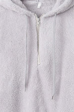 Load image into Gallery viewer, Full Size Quarter-Zip Drawstring Teddy Hoodie