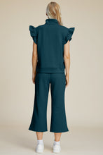 Load image into Gallery viewer, Double Take Full Size Texture Ruffle Short Sleeve Top and Wide Leg Pants Set