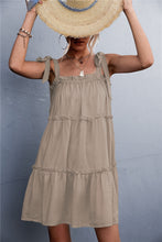 Load image into Gallery viewer, Frill Tiered Tie Shoulder Mini Cami Dress
