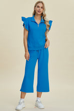 Load image into Gallery viewer, Double Take Full Size Texture Ruffle Short Sleeve Top and Wide Leg Pants Set