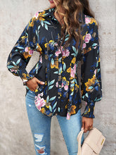 Load image into Gallery viewer, Printed Button-Up Lantern Sleeve Shirt