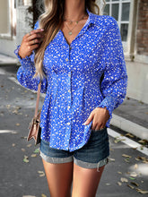 Load image into Gallery viewer, Printed Button-Up Lantern Sleeve Shirt