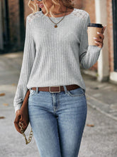 Load image into Gallery viewer, Round Neck Ribbed Long Sleeve T-Shirt