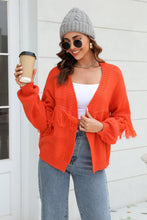 Load image into Gallery viewer, Fringe Trim Open Front Cardigan