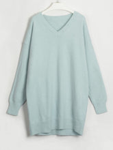 Load image into Gallery viewer, V-Neck Dropped Shoulder Sweater Dress