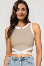 Load image into Gallery viewer, Contrast Tie Back Round Neck Tank