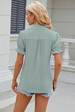 Load image into Gallery viewer, Eyelet Johnny Collar Short Sleeve Blouse