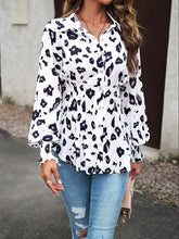 Load image into Gallery viewer, Printed Button-Up Lantern Sleeve Shirt