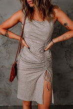 Load image into Gallery viewer, Drawstring Ruched Sleeveless Split Dress