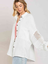 Load image into Gallery viewer, Openwork Collared Neck Button Front Shirt