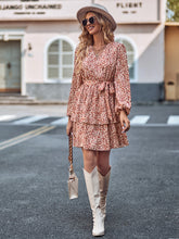 Load image into Gallery viewer, Long Sleeve Tie Waist Layered Dress