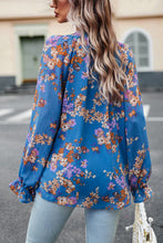 Load image into Gallery viewer, Floral Print Flounce Sleeve Blouse