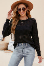 Load image into Gallery viewer, Round Neck Openwork Dropped Shoulder Knit Top