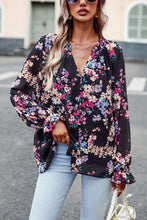 Load image into Gallery viewer, Floral Print Flounce Sleeve Blouse