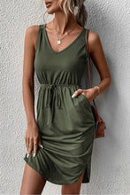 Load image into Gallery viewer, V-Neck Curved Hem Sleeveless Dress