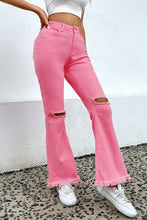 Load image into Gallery viewer, Distressed Raw Hem Bootcut Jeans