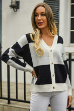 Load image into Gallery viewer, Plaid V-Neck Dropped Shoulder Cardigan