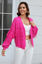 Load image into Gallery viewer, Fringe Trim Open Front Cardigan