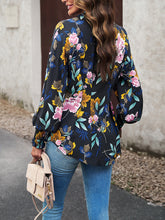 Load image into Gallery viewer, Printed Button-Up Lantern Sleeve Shirt