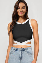 Load image into Gallery viewer, Contrast Tie Back Round Neck Tank