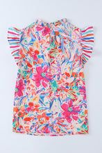 Load image into Gallery viewer, Floral Round Neck Butterfly Sleeve Blouse